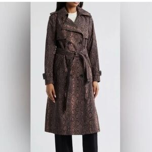 NWT BCBG Maxazria Trench Coat In Brown Snakeskim NWT Size XS